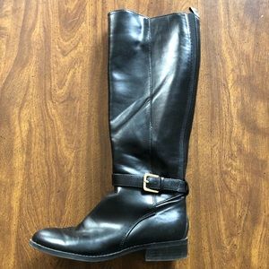 Nine West Black Riding Boots Gold Hardware Size 6